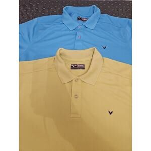 Callaway Golf Polo Shirt Mens EXTRA LARGE Blue Yellow Performance LOT OF 2